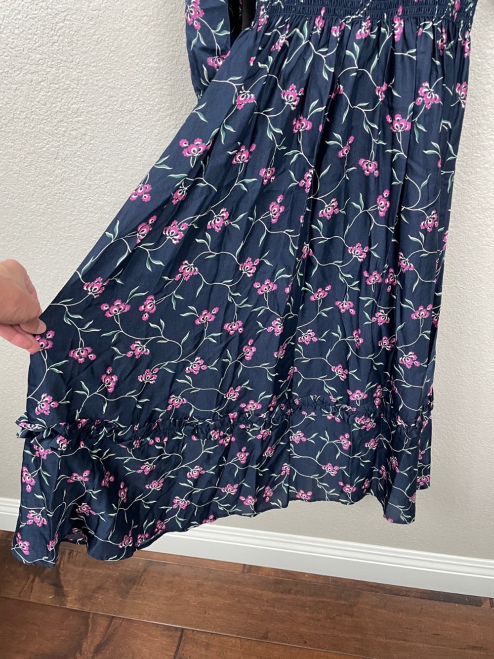 NWT Outerknown Sundance Oceana Midi Floral Long Sleeve Dress Navy Pink XS - Picture 7 of 15